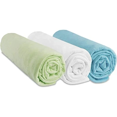 Imagen de Juego de 3 sábanas funda 70 x 140 cm, cama infantil, 100% algodón, jersey anís blanco turquesa extensible sueño saludable Marca Easy Dort Oeko Tex Calidad Fabricado en