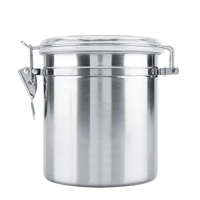 Imagen de contenedor de café, café acero inoxidable primera calidad Frasco hermético para granos Recipiente molido en Grano o Polvo (1400ml)