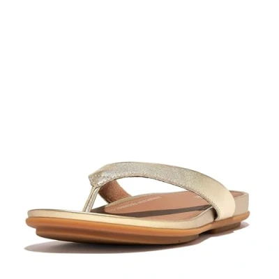 Imagen de Fitflop Gracie Leather Flip Flops, Chanclas Mujer, Dorado (Platino), 40 EU