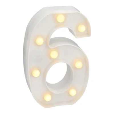 Imagen de JANDEI números luminosos LED, número 6 con luz blanca cálida, luces led decoración y ambiente, nocturna bodas, cumpleaños, escaparates, letras (funcionan pilas)