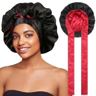 Imagen de Coubeau gorro de satén para dormir, seda el pelo noche mujer, dormir