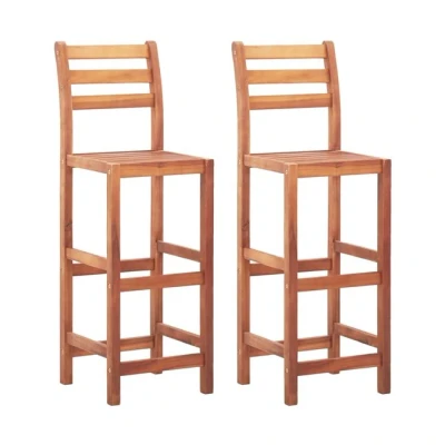 Imagen de vidaXL Acacia Maciza 2X Taburetes de Bar 38x37x76cm Asiento Silla Banco Mueble