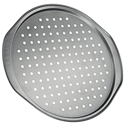 Imagen de KADAX Molde circular para pizza con capa antiadherente, bandeja asas, perforada hornear pizza, perforado pizzas (33 cm de diámetro)