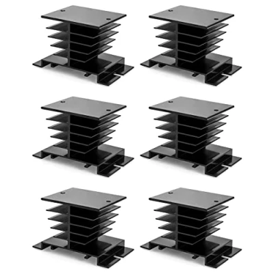 Imagen de QWORK® 6 piezas Módulo de enfriamiento para disipador calor aluminio negro SSR 10A, 25A, 40A