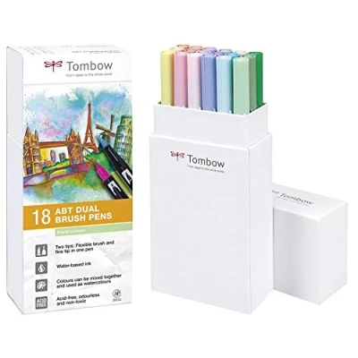 Imagen de Tombow Rotuladores (18 unidades, punta de pincel doble, colores pastel)