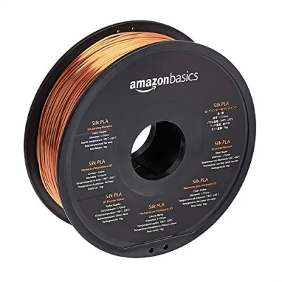 Imagen de Amazon Basics Filamento para impresora 3D, ácido poliláctico, carrete de 1000 gramo, 2.2 libras, 1.75 mm, Cobre (efecto seda)