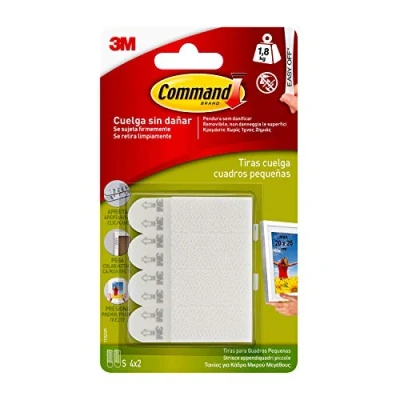 Imagen de Command 17202, Tiras para Colgar Cuadros, Blanco, Pequeñas, (hasta 1,8 kg)