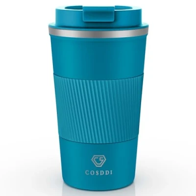 Imagen de CS COSDDI tazas de viaje aisladas con tapa a prueba fugas, café reutilizables, taza para coche, térmica acero inoxidable agua caliente y fría té