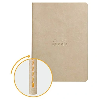 Imagen de Clairefontaine Rhodiarama Libreta grapada, textil, 64 páginas Dot de lunares marfil A5, 14,8 x 21 cm, 90 g beige