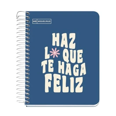 Imagen de Miquelrius Cuaderno A6, Notebook mensajes, 1 banda de color, 100 Hojas 90 g/m², Cuadrícula 5 mm, Sin taladros, Cubierta cartón duro, Color azul marino