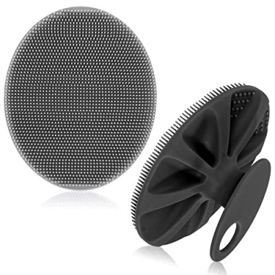 Imagen de Cepillo de limpieza cuerpo silicona suave, exfoliante suave y masaje para todo tipo piel (negro+gris)