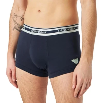 Imagen de Emporio Armani Stretch Cotton Shiny Logoband Trunk Hombre, Azul (Marine), L
