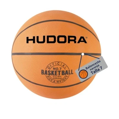 Imagen de HUDORA Baloncesto tamaño 7 Naranja, sin inflar de Goma para Interiores y Exteriores niños, jóvenes Adultos Natural Principiantes avanzados