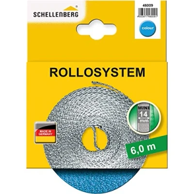 Imagen de Schellenberg 46009 Cinta de persiana enrollable 14mm, 6,0m, azul claro, 14 mm x 6 m