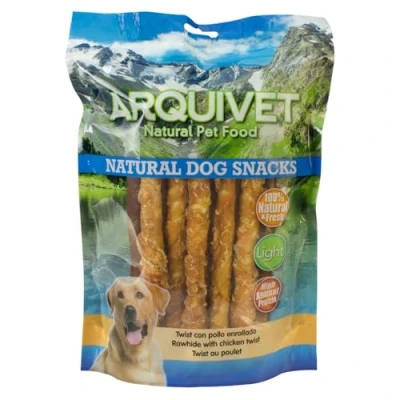 Imagen de Arquivet Twist con Pollo Enrollado 24 cm (Bolsa 1 Kg) Snacks Naturales para Perros
