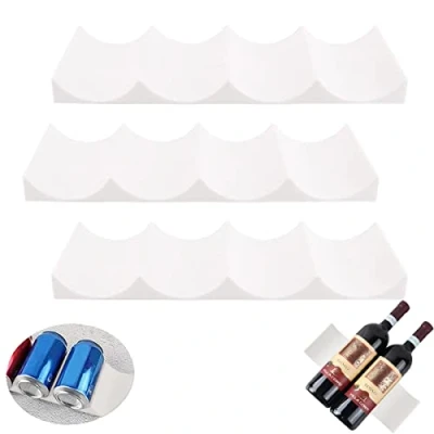 Imagen de Forreen Botellero Nevera Plastico, 3 Piezas Estante de Vino Estilo Europeo Apilable Antideslizante para Botellas Frigorífico,Bar,Gabinete, Despensa (Blanco)