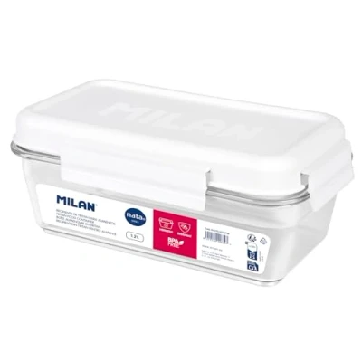 Imagen de MILAN® Fiambrera de tritán hermética rectangular 1,2 L nata® 624, blanco