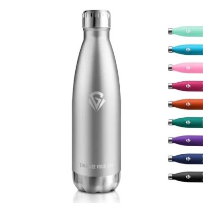 Imagen de Botella Agua Acero Inoxidable 500ml, Termica sin BPA, Termo Reutilizable, Cantimplora a Prueba de Fugas, para Niños, Escuela, Oficina, Gimnasio, Deporte, Viajes