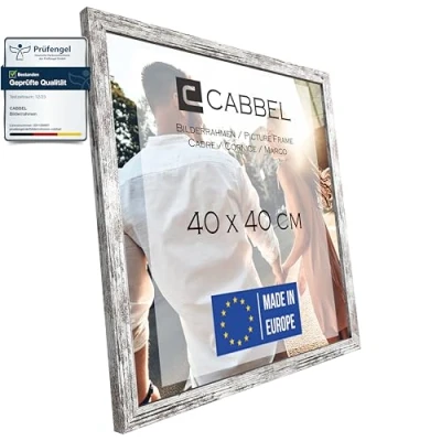 Imagen de CABBEL marco 40x40 cm, abedul, de madera MDF resistente, cristal Plexi inastillable, para colgar, ideal fotos/cuadros/collage