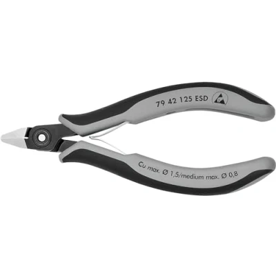 Imagen de Knipex Alicates de precisión corte diagonal para electrónica ESD bruñido, con fundas multicomponentes 125 mm 79 42