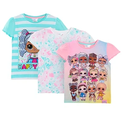 Imagen de Conjunto de 3 Camisetas LOL Surprise Dolls para niñas 4 años.