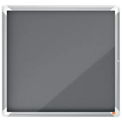 Imagen de Nobo Vitrina de Fieltro para Interiores con Cerradura 6 Hojas A4, Premium Plus, Gris, 1915328