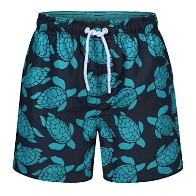 Imagen de RIPT Performance Niño Essentials Pantalones cortos de baño secado rápido con protección solar UV 50, Azul marino/turquesa, 11 12 Años