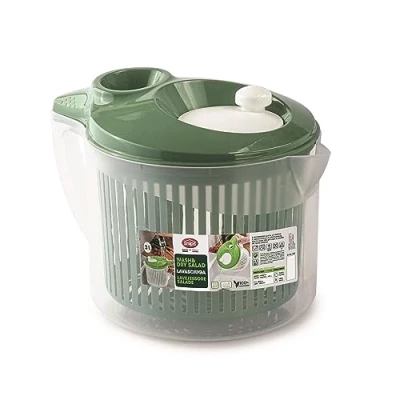 Imagen de Snips Lechuga Manual Escurridor 3 Lt, 19,5 x 26,5 19 cm, Centrifugadora de Ensalada Verde y Blanco, Made in Italy, 0% BPA Libre ftalatos