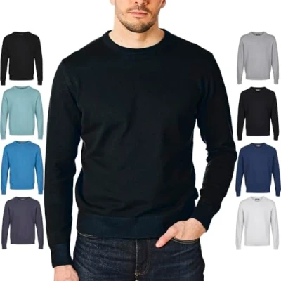 Imagen de Castle Point Jersey 100% algodón para Hombre Suéter pulóver, Cuello Redondo Negro, XL