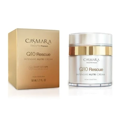 Imagen de Casmara, Q10 Rescue Intensive, 50 mililitros. Crema facial, recuperadora y ultranutitiva de alto poder energizante reequilibrante en la piel