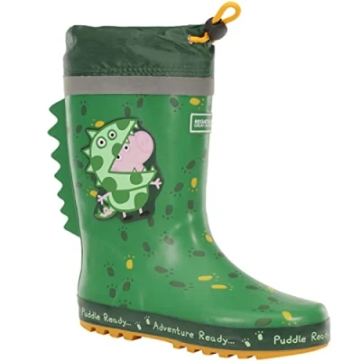 Imagen de Regatta PeppaPuddle Welly, Botas de goma Peppa Pig con cordón ajuste, Dino Green, 35 EU
