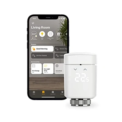 Imagen de Válvula termostática Eve Thermo, Programable, Compatible con Siri y HomeKit, Bluetooth, Blanco
