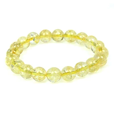 Imagen de MJDCB Pulsera Citrino Natural de 10 mm, Cuentas Piedra Amuleto La Suerte y Protección
