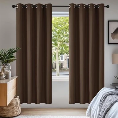 Imagen de Deconovo Cortinas Opacas 2 Piezas para Dormitorio Salón Modernas, Aislantes Térmicas y Reducción de Ruido, EcolóGicas Certificadas,140 x 175 cm Marrón