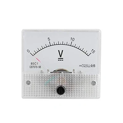 Imagen de Amperímetro analógico de Corriente Mini Voltímetro,Profesional 2.5 Precisión Voltaje voltímetro Panel CC 85 analógica C1 (DC 0 15V)