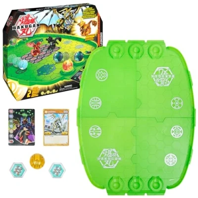 Imagen de BAKUGAN Evolution EVO Battle Arena Campo de Juego Desmontable, Color Verde neón con Exclusiva Aurelus Leonidas, Multicolor, Talla única (Spin Master 6062734)