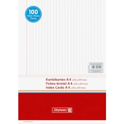 Imagen de Brunnen Paquete de 100 fichas (A4, horizontal, 180 g/m², con rayas), color blanco