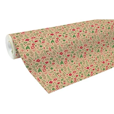 Imagen de Clairefontaine Ref 211725C papel de envolver Kraft reciclado en rollo largo (un solo rollo) 70 cm ancho x 50 m largo, g/m² Diseño navideño