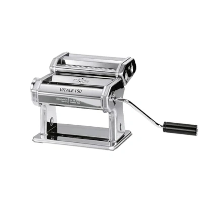 Imagen de Küchenprofi Vital Máquina manual de pasta para 7 fuerzas masa, hecha acero inoxidable, placas lasaña, tallarines y más, incluye cortador pasta, 3 accesorios, motor se vende por separado