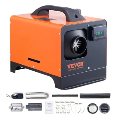 Imagen de VEVOR Calentador Diésel Portátil Todo en Uno 12V 8kW de Aire 0,16 0,62 L/h 8 36 C 20 25 m² Control LCD y Mando a Distancia Depósito 5 L para Autocaravana Sin Instalación Interior