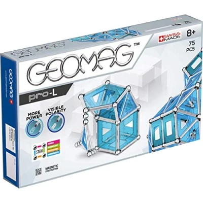 Imagen de Geomag Pro L 75 Piezas Juego de Construcción Magnético para Niños Desde 8 Años Bloques con 36 Varillas Plateadas, 30 Bolas, 44 Paneles Stem Hecho en Suiza.