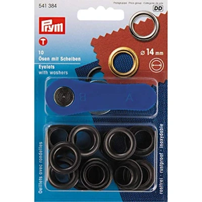 Imagen de Prym Ojales y Arandelas, Metal, Black, 2 x 1 cm