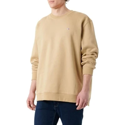 Imagen de Tommy Jeans Sudadera Hombre Regular Fit Flag Fleece con Cuello Redondo, Beige (Relic Tan), S