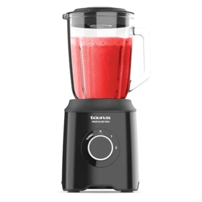 Imagen de Taurus Batidora de Vaso 1500W 2 Velocidades + TURBO Cuchillas 4 Filos Extraíbles Diseño Negro Elegante Seguridad Antideslizante BPA Free