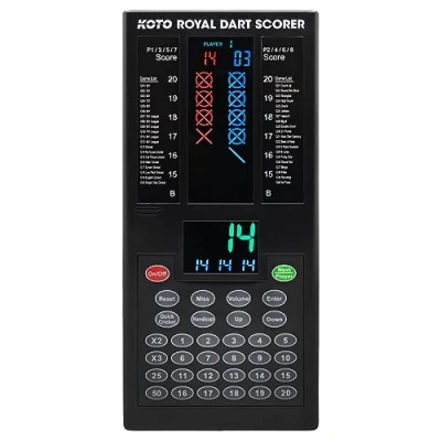 Imagen de KOTO Royal Dart Scorer, Contador de Puntos anotador Dardos con Panel táctil electrónico, para 8 Jugadores, 40 Juegos y más 427 variaciones, Digital