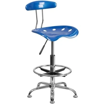 Imagen de Flash Furniture Taburete de Dibujo, Cromo, Azul Claro, 50.8 x 43.82 104.14 cm