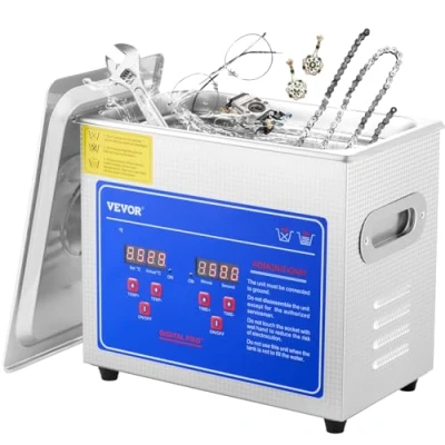 Imagen de VEVOR Limpiador ultrasónico 3L, Ultrasonidos Profesional, Máquina de Ultrasonido con Temporizador Digital Temperatura Ajustable, para Limpieza Joyas, Gafas, Laboratorio