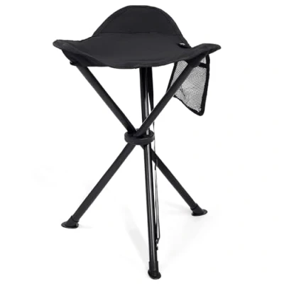 Imagen de EVER ADVANCED Taburete plegable con trípode de 53 cm alto, ligero, compacto, portátil, para pesca, camping, viajes, senderismo, jardín, mochila, soporta hasta 102 kg, color negro