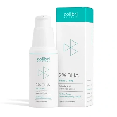 Imagen de colibri skincare 2% BHA Peeling 30ml de ácido salicílico facial para todo tipo piel químico reducir los granos, puntos negros y poros