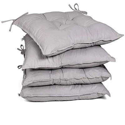 Imagen de Detex Set de 4 Cojines para sillas jardín Gris Almohadillas Asiento viscoelásticas y Lavables